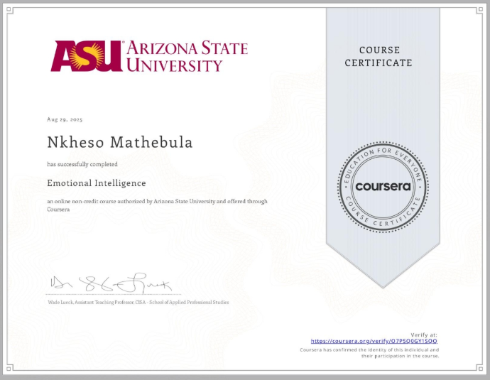 Emotional Intelligence Certificate Preview